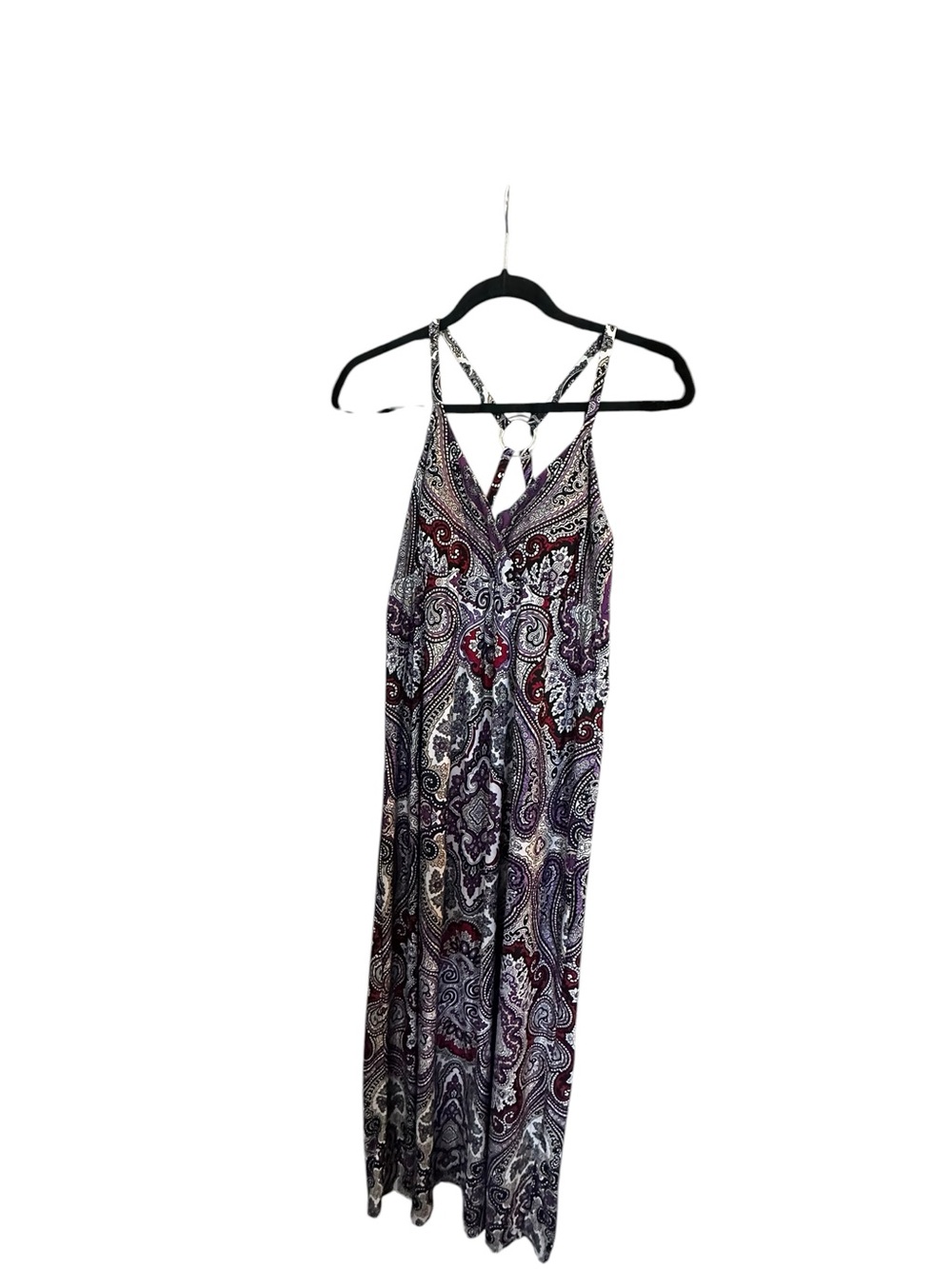 INC International Concepts Paisley Maxi Dress in Purple and Maroon